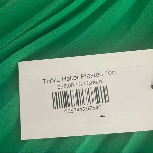 THML Halter Pleated Top Green NWT Size Small - Picture 7 of 10